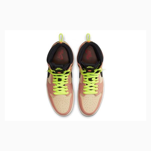 Nike High Switch Peach Basketskor Air Jordan 1 Herr Svarta Rosa Gröna | JD-589NQ