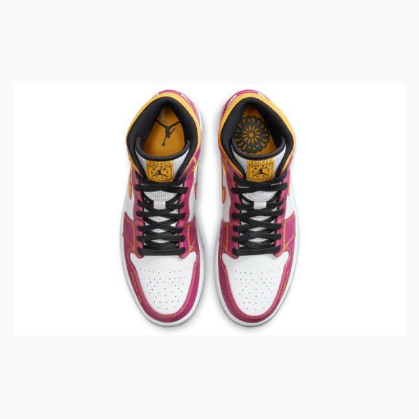 Nike Mid DOD Dia de los Muertos Basketskor Air Jordan 1 Herr Lila Guld | JD-761HP