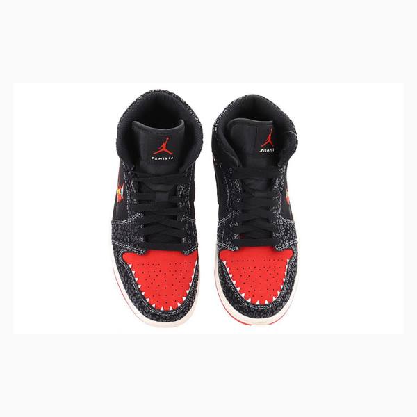 Nike Mid SE Siempre Familia Basketskor Air Jordan 1 Herr Svarta Röda | JD-291SM