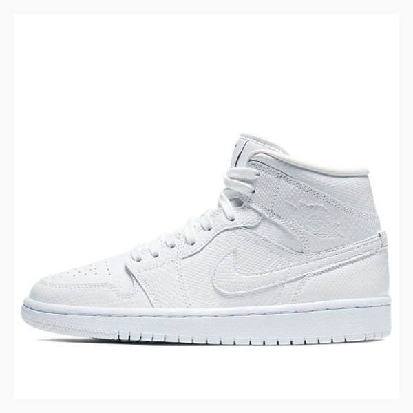 Nike Mid \'White Snakeskin\'(W) Basketskor Air Jordan 1 Dam Vita | JD-174GL