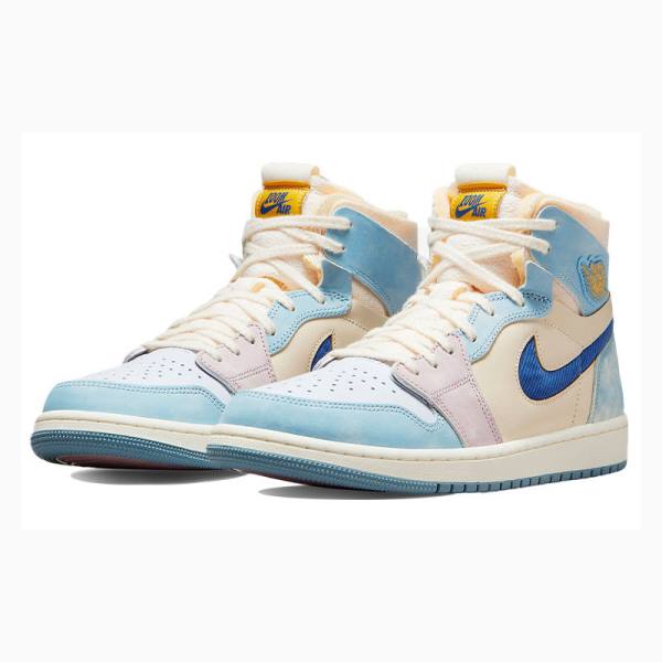 Nike Zoom CMFT Celestine Blue Sail Basketskor Air Jordan 1 Herr Blå Vita | JD-871EM